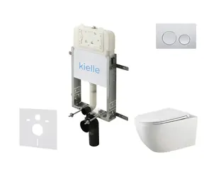 kielle Genesis New - Set předstěnové instalace | klozetu Gaia | Rimless | softclose a Gemini New I | lesklý chrom