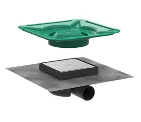 Hansgrohe RainDrain Spot - Podlahová vpusť s roštem 15x15 cm | pro dlažbu | kartáčovaná nerez