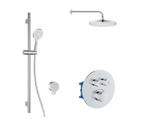 kielle - Termostatická baterie pod omítku, pro 2 spotřebiče, s příslušenstvím EcoSpare a tělesem, chrom