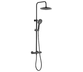 kielle - Sprchový set s termostatem, 24 cm, 3 proudy, matná černá