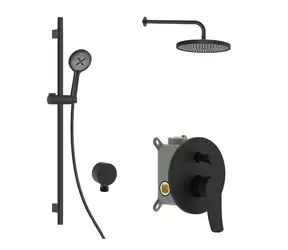 kielle - Sprchový set s baterií pod omítku, pro 2 spotřebiče, s příslušenstvím EcoSpare a tělesem, matná čern