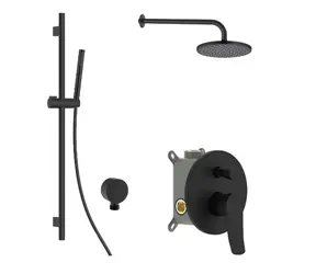 kielle - Sprchový set s baterií pod omítku, pro 2 spotřebiče, s příslušenstvím EcoSpare a tělesem, matná čern