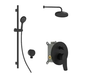 kielle - Sprchový set s baterií pod omítku, pro 2 spotřebiče, s příslušenstvím EcoSpare a tělesem, matná čern