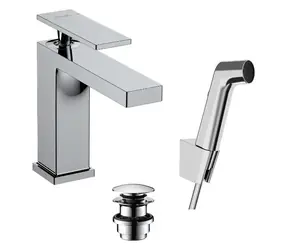 Hansgrohe - Umyvadlová baterie s výpustí Push-Open a bidetovou sprškou, EcoSmart, chrom