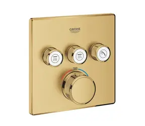 Grohe - Termostatická baterie pod omítku, 3 ventily, kartáčovaný Cool Sunrise