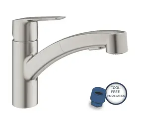 Grohe - Dřezová baterie s výsuvnou sprškou, supersteel