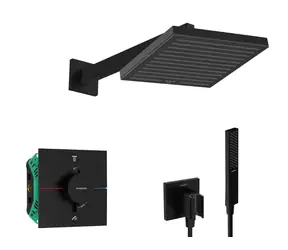 Hansgrohe - Sprchový set s termostatem pod omítku, s tělesem, 26x26 cm, matná černá