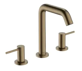 Hansgrohe - Umyvadlová baterie s výpustí Push-Open, 3-otvorová instalace, EcoSmart, kartáčovaný bronz