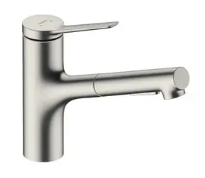Hansgrohe - Dřezová baterie s výsuvnou sprškou, vzhled nerezu