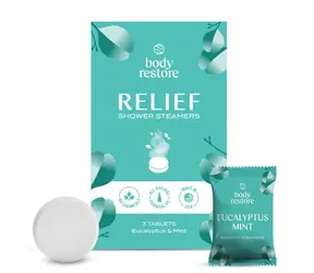 Body Restore Relief Shower Steamers / tablety do sprchy / vůně Eucalyptus & Máta / 3 ks