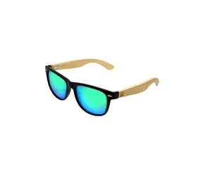 VeyRey Dřevěné polarizační sluneční brýle hranaté Conifer zelená skla