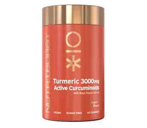Nutriburst Premium Turmeric 3000 mg – gumídci s kurkuminem a antioxidanty, zázvor 60ks 