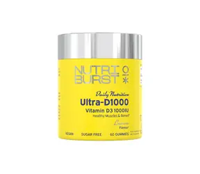 Nutriburst Ultra-D1000 – gumídci s vitamíny D3 + K2 (MK-7), vegan, bez přidaného cukru, citrón 60ks 