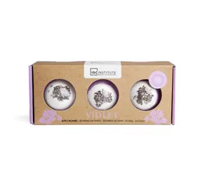 IDC Institute Zen Bath Bomb Trio Dried Flowers 3 x 100 g Violet / Zen šumivé bomby se sušenými květy