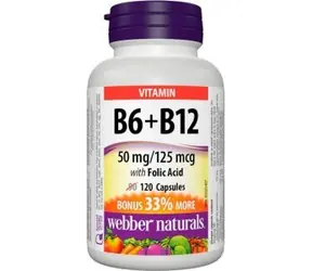 Webber Naturals B6 + B12 with Folic Acid 120 cps