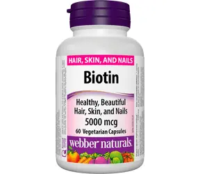 Webber naturals Biotin 5000mcg 60 kapslí