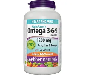 WEBBER NATURALS OMEGA 3-6-9 EXTRA STRENGHT 150 TABLETY