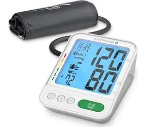 Rozbaleno Medisana BU 584 tlakoměr na paži bílá / LCD displej / paměť pro 2 osoby / 4x AAA / detekce arytmie / Bluetooth / rozbaleno