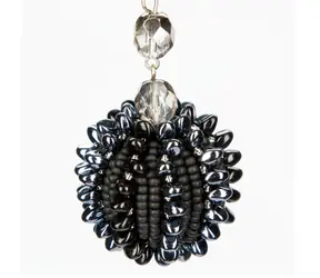 Přívěsek Dia Extravagance / Black Diamond / Skleněné perličky / Rokajl / Malá dárková krabička