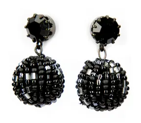 Náušnice Round Warhol ER / Black diamond / Skleněné perličky / Rokajl / Malá dárková krabička