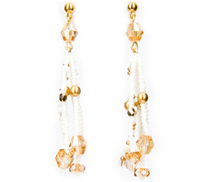 Náušnice Venuse elegance / White champagne / Skleněné perličky / Rokajl / Malá dárková krabička