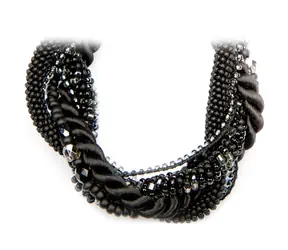 Náramek Black Unami B / Black diamond / Skleněné perličky / Rokajl / Délka 18cm / Malá dárková krabička