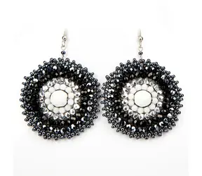 Náušnice Black Lace ER / Hematit / Sklo / Malá dárková krabička