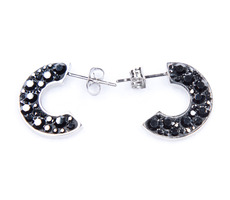 Náušnice Space Luna / Hematite / Ocel / Swarovski krystalky / Malá dárková krabička