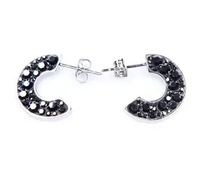 Náušnice Space Luna / Hematite / Ocel / Swarovski krystalky / Malá dárková krabička