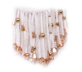 Náhrdelník Bílá elegance / White champagne / Skleněné perličky / Rokajl / Délka 41cm / Velká dárková krabička