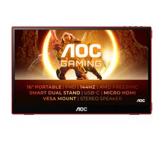 15.6" AOC Gaming 16G3 červená / IPS / 1920x1080 / 16:9 / 4ms / 8mil:1 / 250cd-m2 / HDMI + USB-C (DP)