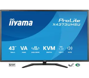 42.5" IIYAMA ProLite X4373UHSU-B2 černá / LED / VA / 3840 x 2160 / 16:9 / 3 ms / 4000:1 / 450cd-m2 / VESA