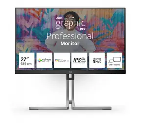 27" AOC Q27U3CV černá / IPS / 2560x1440 / 16:9 / 4ms / 1000:1 / 420cd-m2 / HDMI + DP + USB-C / VESA