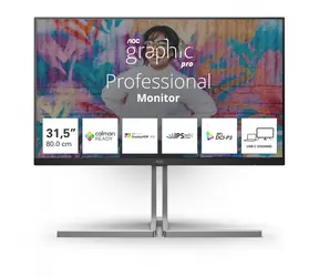 31.5" AOC U32U3CV černá / IPS / 3840x2160 / 16:9 / 4ms / 1000:1 / 400cd-m2 / HDMI + DP + USB-C / VESA