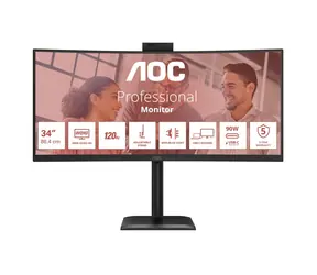 34" AOC CU34E4CW černá / VA / 3440x1440 / 21:9 / 4ms / 3500:1 / 350cd-m2 / HDMI + DP + USB-C / VESA
