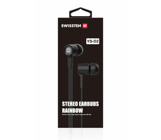 SWISSTEN Earbuds Rainbow YS-D2 černá / Sluchátka s mikrofonem / 3.5mm Jack / 1.2m