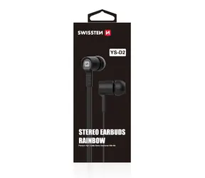 SWISSTEN Earbuds Rainbow YS-D2 černá / Sluchátka s mikrofonem / 3.5mm Jack / 1.2m