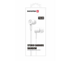 SWISSTEN Earbuds Rainbow YS-D2 bílá / Sluchátka s mikrofonem / 3.5mm Jack / 1.2m