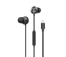 Forever HFPUSBBK Přenosná stereo sluchátka - černá / USB C / s mikrofonem / 1.2m