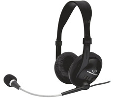 Esperanza EH115 Presto černá / stereo sluchátka s mikrofonem / 3.5 mm jack / ovládání hlasitosti / 2.5 m