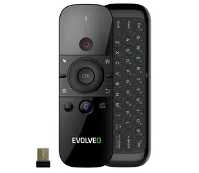 EVOLVEO FlyMotion D1 / bezdrátová gyroskopická myš s klávesnicí / USB adaptér / Mikrofon / Integrovaná baterie / černá