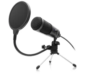 Niceboy VOICE černá / stolní kondenzátorový mikrofon / USB / Plug&Play / kardioda