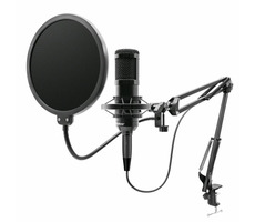 Niceboy VOICE Handle černá / stolní kondenzátorový mikrofon / USB / Plug&Play / kardioda / otočný stojan
