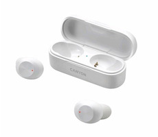 CANYON TWS-1 bílá / bezdrátová sluchátka s mikrofonem / BT V5 / IPX4 / nabíjecí pouzdro 300 mAh