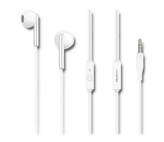 Qoltec 50834 In-ear headphones bílá / sluchátka s mikrofonem / pecky / 3.5 mm jack / 1.2 m délka kabelu