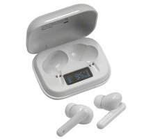 Denver TWE-38 bílá / bezdrátová sluchátka s mikrofonem / Bluetooth 5.0 / až 4 hodiny / nabíjecí pouzdro