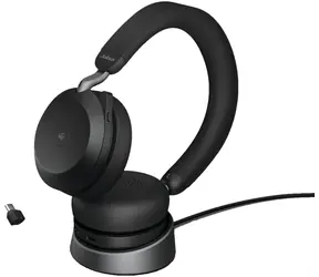 Jabra Evolve2 75 MS USB-C černá + nabíjecí stojánek / mikrofon / ANC / USB-C (nabíjení) / USB adaptér + Bluetooth