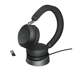 Jabra Evolve2 75 MS USB-A černá + nabíjecí stojánek / mikrofon / ANC / USB-A (nabíjení) / USB adaptér + Bluetooth