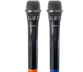 Lenco MCW-020BK / Sada 2x mikrofon / bezdrátový přijímač 6.3mm jack / 863.5 & 864.5 MHz / 2x AA