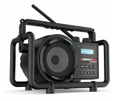 PerfectPro DABBOX černá / Kombinované stavební rádio / 4xLR14 / FM / DAB+ / AUX / BT / bez baterií
